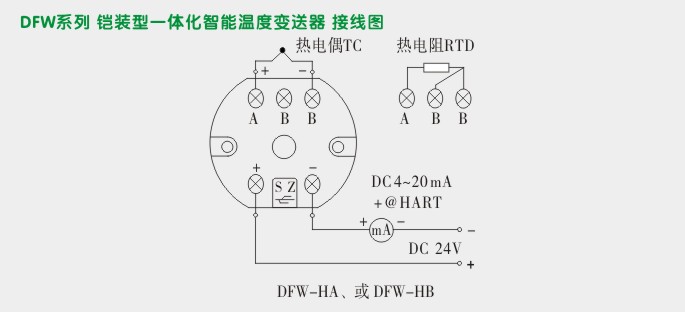 一体化温度变送器,DFW智能温度变送器接线图 一体化温度变送器,DFW智能温度变送器接线图