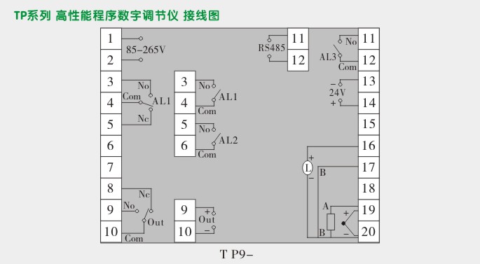 可控硅温度控制器,TP9单相过零触发温控器接线图 可控硅温度控制器,TP9单相过零触发温控器接线图
